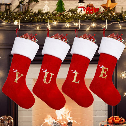 20 Inches Plush Christmas Stockings – Monogrammed Large Letter Stockings