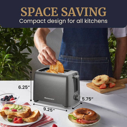 2 Slice Cool Touch Toaster with 1.25" Extra Wide Slots, Gunmetal Gray