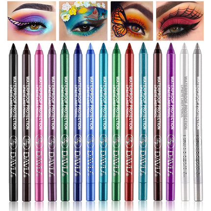 15PCS Colorful Eyeliner Pen Set, Pearl Matte Metallic Glitter Eye & Lip Liners