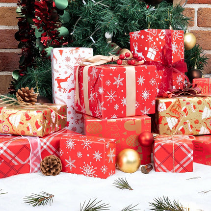 3PCS Small Christmas Wrapping Paper Rolls – 17"x198" Reversible Gift Wrap