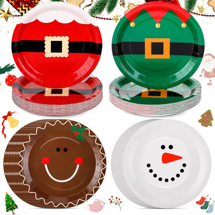 100-Piece Christmas Paper Plates 9-Inch Disposable Santa Dinnerware Set for Xmas