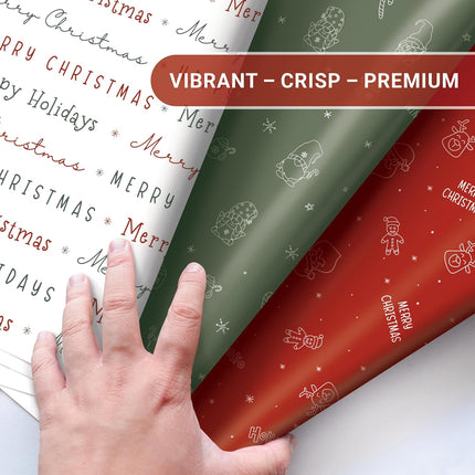 3-Pack Christmas Wrapping Paper Rolls – Elegant & Cute Holiday Gift Wrap