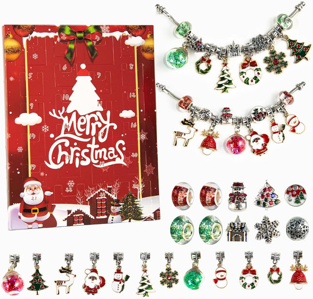 Christmas Advent Calendar 2025, 24 Days of Bracelets for Girls, Countdown to Christmas