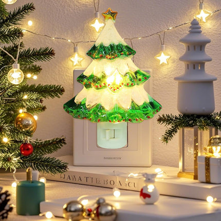 Christmas Tree Night Light – Wall Swivel Plug-In Holiday Home Décor