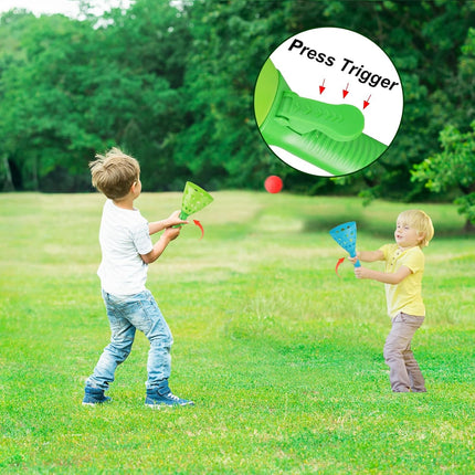 Pop-Pass-Catch Ball Game – 4 Launchers, 24 Balls, Indoor/Outdoor Kids Fun