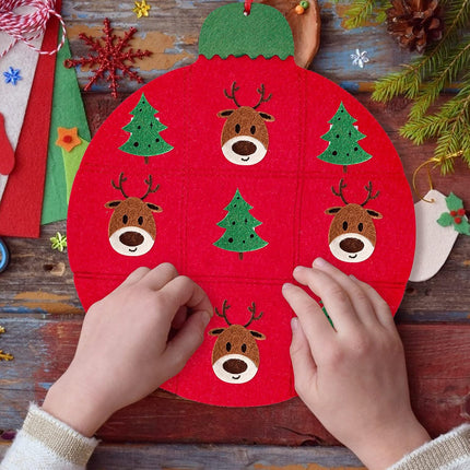Christmas Tree DIY Felt Set – Tic-Tac-Toe Game & Wall Hanging Decorations for Kids