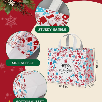 8PCS Christmas Tote Bags – Non-Woven Reusable Holiday Gift Bags