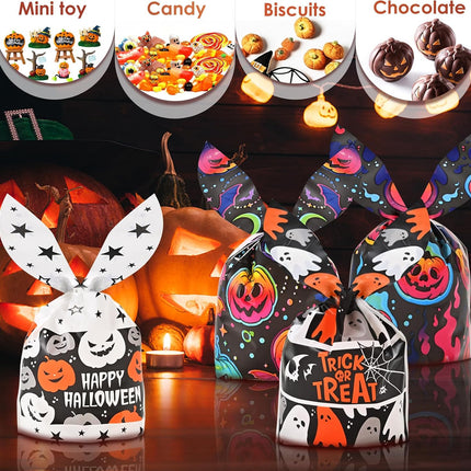 120PCS Halloween Candy Treat Bags, 6 Patterns, Trick-or-Treat Party Gift Bags for Kids