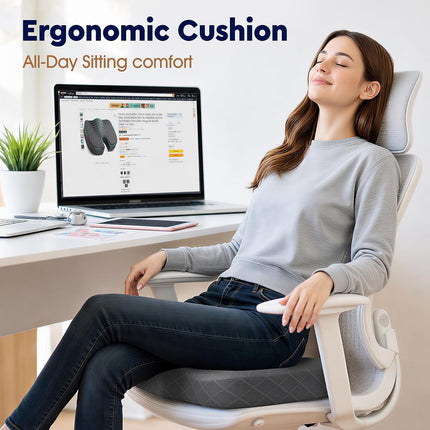 Memory Foam Seat Cushion for Office Chair Car Seat & Long Sitting Relief