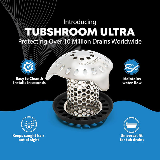 Ultra Bath Tub Drain Protector – Hair Catcher & Strainer, Stainless Steel