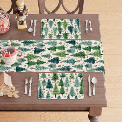 4PCS Christmas Tree Placemats – Winter Table Mats for Dining & Holiday Parties