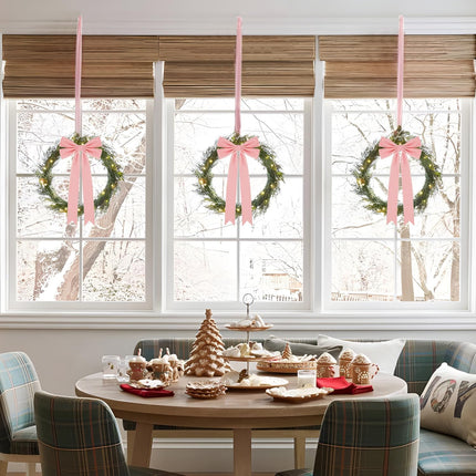 4PCS Pink Velvet Ribbon Bows – Large 7.9x12.6" Christmas Tree Décor