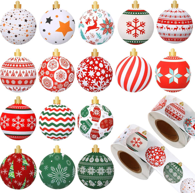 1000PCS Christmas Ornament Stickers – 1.5" Snowflake Roll for Holiday Favors