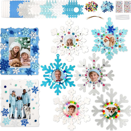 28 PCS DIY Snowflake Picture Frame Kit – Xmas Tree & Holiday Crafts for Kids