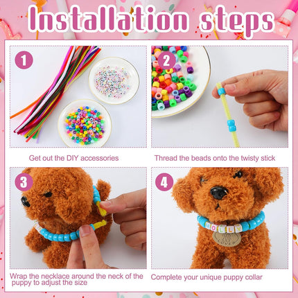 1040 Pcs Puppy Adoption Party Kit – DIY Dog Collar Necklace Beads for Pet Birthday