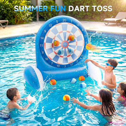 Dart Board Water Game Pool Toy with Sticky Balls & Air Pump Kids Ages 3-12