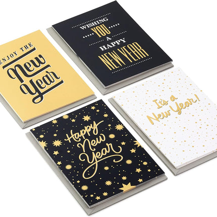 Happy New Year Cards Assortment 16 Cards & Envelopes 4 Designs