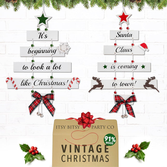 Farmhouse Wooden Christmas Sign – Premium Large Hanging Decor for Home