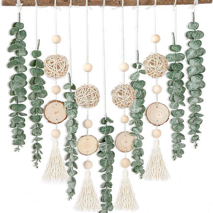 21" Eucalyptus Wall Decor – Artificial Greenery with Wooden Stick, Boho Style