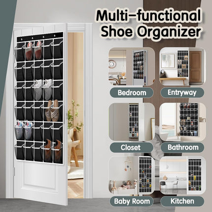 Over Door Shoe Organizer 30 Mesh Pockets, Large Hanging Closet Storage Rack