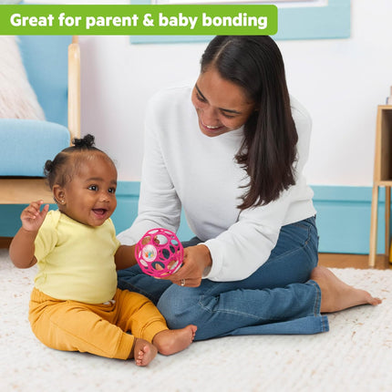 Oball Easy-Grasp Baby Rattle Ball, Pink, 4 Inch, Newborn and Up Infant Toy