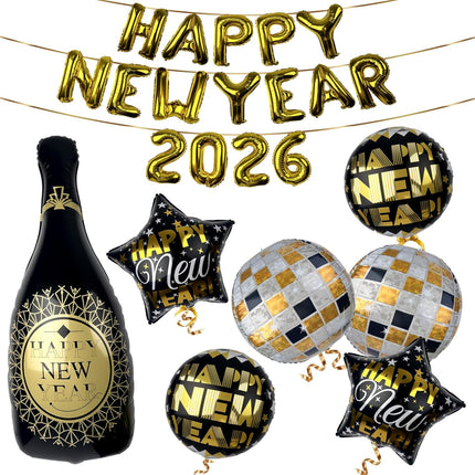 2026 Giant 40in Balloons NYE Party Decorations Happy New Year Supplies
