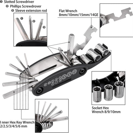 Bike Repair Kit with 3 Tire Levers, 5 Patches, Tire Rasp & Storage Work Bag