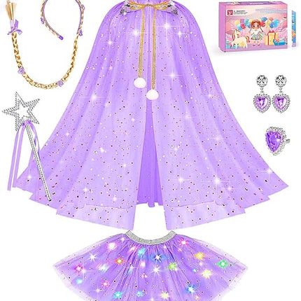 Light Up Princess Dress Up Set for Girls 3–6 – Unicorn Cape, Dress & Crown