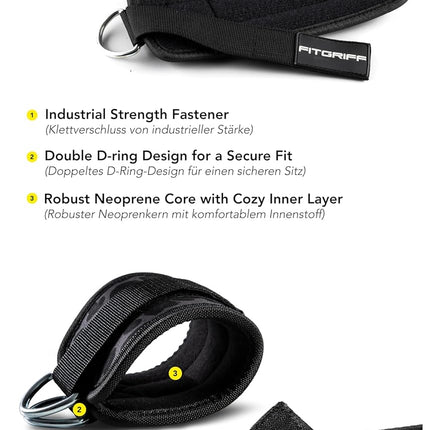 Ankle Straps V1 for Cable Machine – 2-Piece Kickback Straps for Gym Workouts