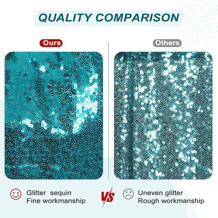 Christmas Tree Skirt, 24" Round – Teal Sequin with Sparkly Small Ornaments for Holiday Parties