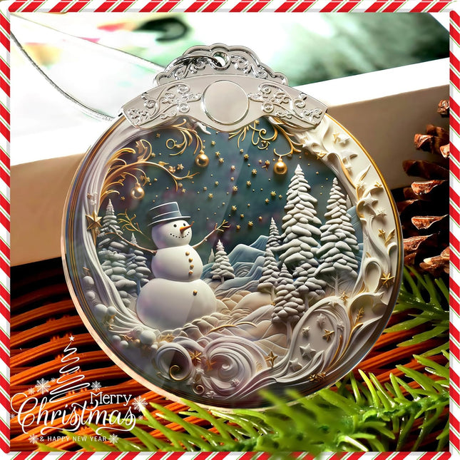 2025 Snowman Christmas Ornaments, Unique 4-Inch Acrylic Art for Festive Decor