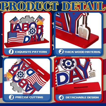 6 Pcs Labor Day Wooden Table Centerpieces Patriotic Party Decorations Decor