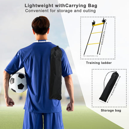 20ft Adjustable Agility Speed Ladder with 12 Rungs and Carry Bag for Sports Training
