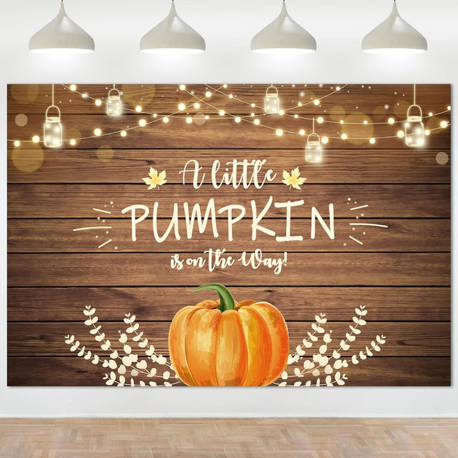 Fall Baby Shower Backdrop 7x5ft – “A Little Pumpkin is on the Way”