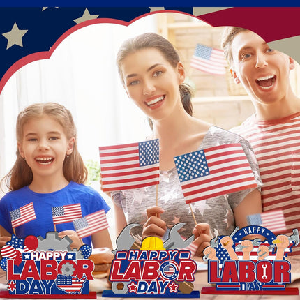 6 Pcs Labor Day Wooden Table Centerpieces Patriotic Party Decorations Decor