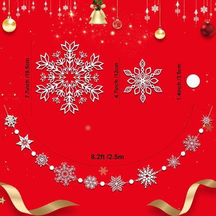Christmas Snowflake Garland 16.4FT | Hanging Ornaments for Home & Party