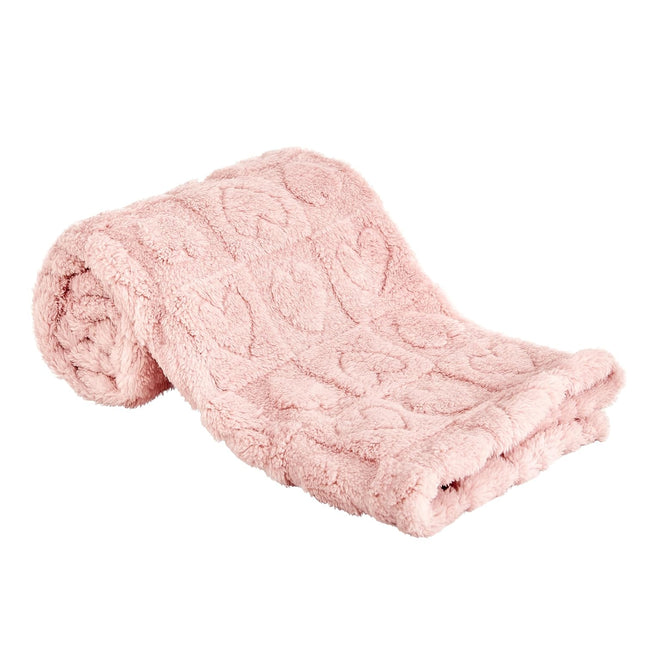 Light Pink Heart Baby Blanket 30x40 Inch, Soft Plush Sherpa Fleece for Newborns