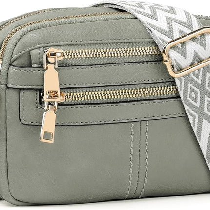 6-Pocket Crossbody Bag for Women, Vegan Leather Shoulder Purse, Travel Handbag