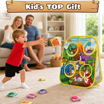 Dinosaur Bean Bag Toss Set Indoor Outdoor Family Game for Kids Ages 3-5