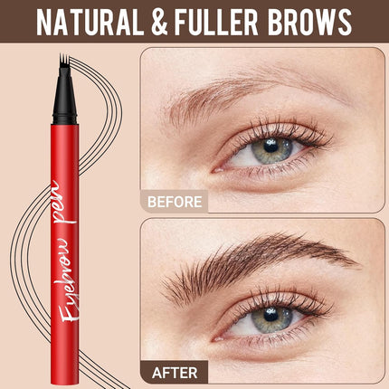 2 Pack Eyebrow Pencil Dark Brown 4 Tip Brow Pen Natural Hair Strokes