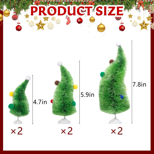 6PCS Wonky Table Christmas Trees Whimsical Bendable Tabletop Holiday Decor