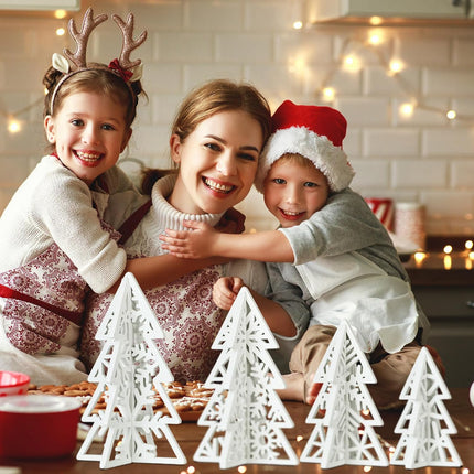 16PCS Wooden Christmas Trees, Rustic 3D Tabletop Decor for Xmas Centerpieces