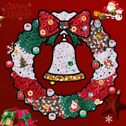 Christmas Clay Beads Kit – Red & Green Beads with Charms & Spacer Beads