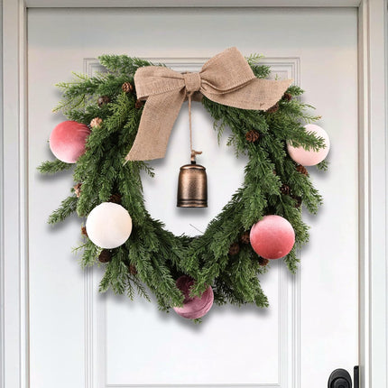 15pcs Velvet Christmas Ornaments Pink & Beige Shatterproof Balls, 80mm (3.15")