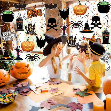 36-Piece Halloween Hanging Swirls, Ghost Pumpkin Skull Ceiling Party Decorations