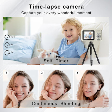 Compact Kids Digital Camera 1080P FHD 48MP 16X Zoom Anti-Shake 32GB