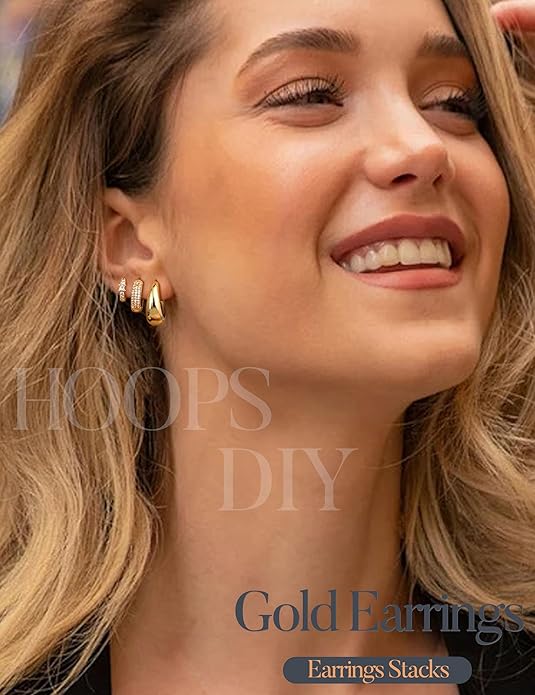 Small 14K Gold Plated Hoop Earrings – Hypoallergenic, 3 Pairs for Women