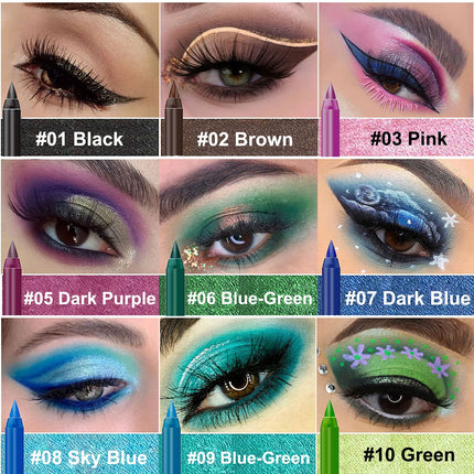 15PCS Colorful Eyeliner Pen Set, Pearl Matte Metallic Glitter Eye & Lip Liners
