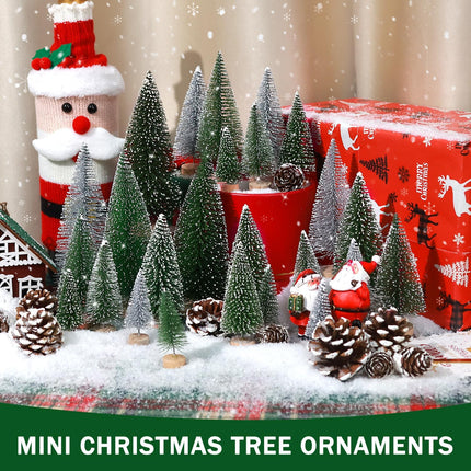 35PCS Mini Christmas Tree Kit – Pine Cones, Fake Snow Powder (2oz), Mixed Christmas Decorations