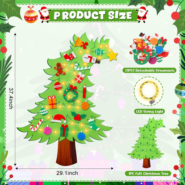 3FT Felt Xmas Tree Set – Toddlers DIY Wall Hanging Christmas Decorations